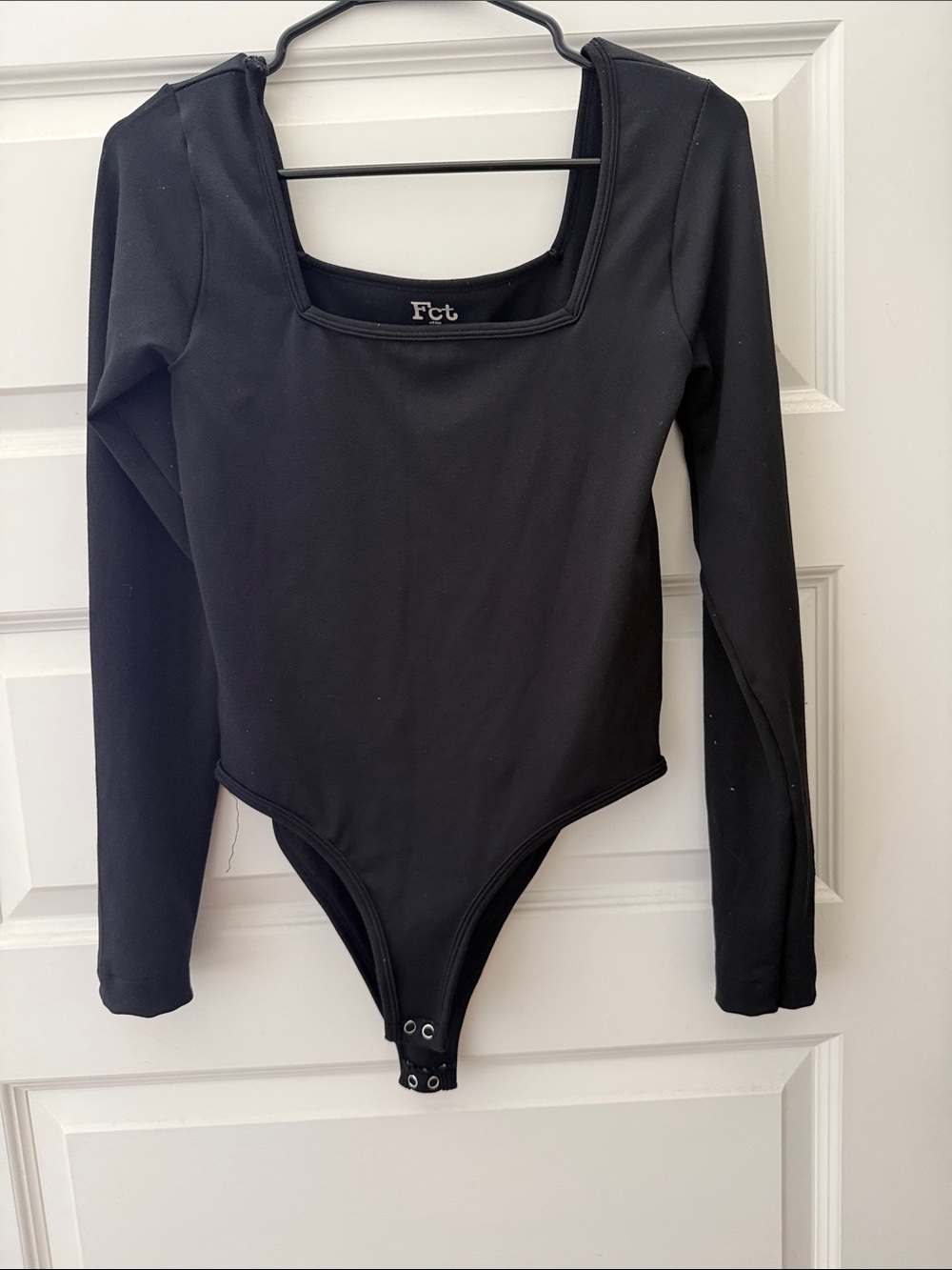 Fct Black Long-Sleeve Square Neck Bodysuit